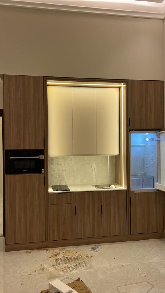 Custom joinery work for kitchens by skilled kitchen carpentry services Dubai team